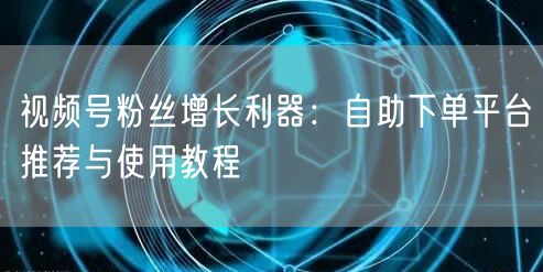 视频号粉丝增长利器:自助下单平台推荐与使用教程