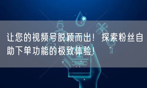 让您的视频号脱颖而出!探索粉丝自助下单功能的极致体验!