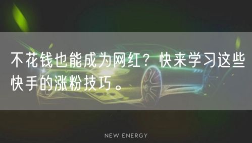 不花钱也能成为网红？快来学习这些快手的涨粉技巧。