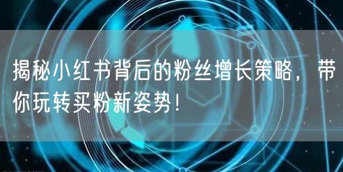揭秘小红书背后的粉丝增长策略,带你玩转买粉新姿势!