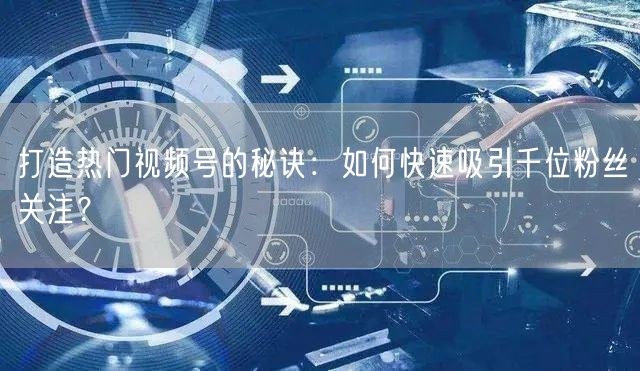 打造热门视频号的秘诀:如何快速吸引千位粉丝关注?