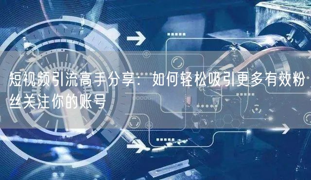 短视频引流高手分享:如何轻松吸引更多有效粉丝关注你的账号